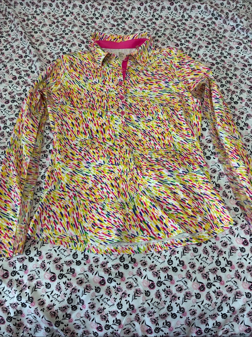 EP Pro Girls' Long-Sleeve Multicolor Dash Print Shirt
